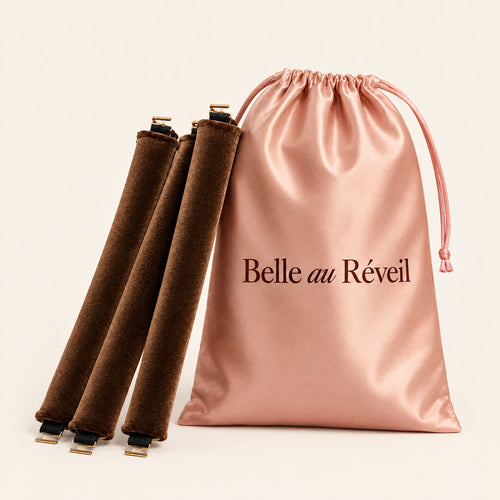 Rouleaux brushing de nuit en velours et leur pochette en satin